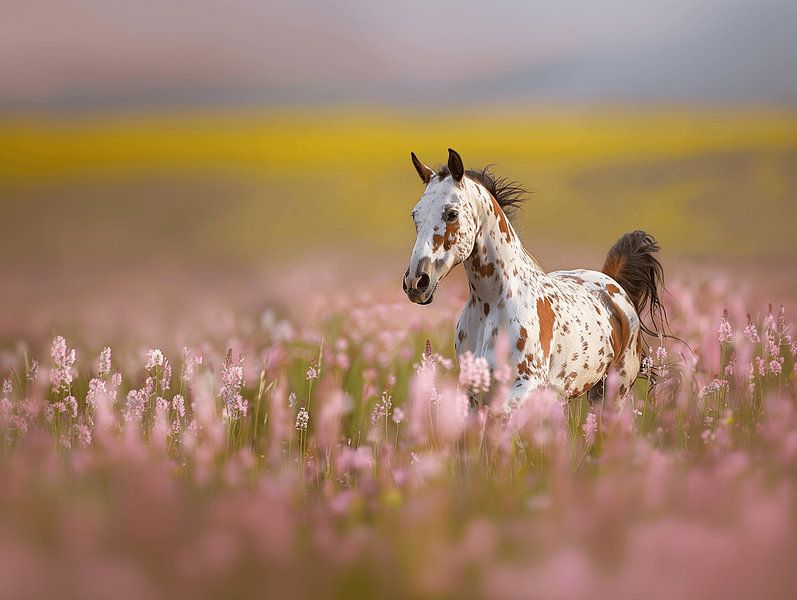 Fine Art Impression between flowers and horses by Karina Brouwer