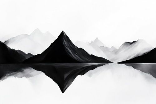 Bergsilhouet in de mist - Minimalistisch