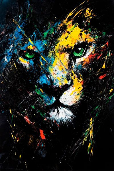 Colourful lion portrait - Expressive by Poster Art Shop