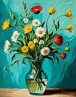 Colorful Floral Bouquet in Glass Vase