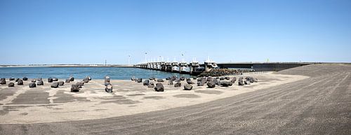 Panorama photo of storm surge barrier Neeltje Jans