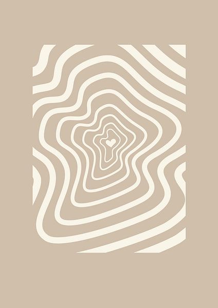 Graphic art Heartbeat - Beige - Living room &amp; Bedroom - Minimalist interior - Abstract by Digital Art Lover
