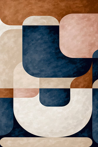 Scandinavian abstraction in midnight blue and brown by Mad Dog Art