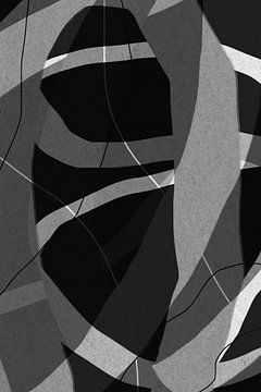 Modern abstract minimalistisch retro kunstwerk in zwart en wit VIII van Dina Dankers