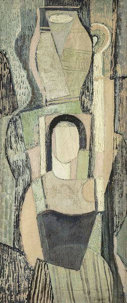 Beschreiben Sie das Gemälde von Jindřich Štyrský, Frau, die einen Krug trägt, 1923 von Atelier Liesjes
