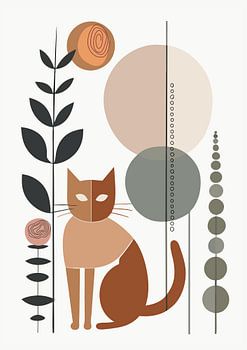 Stilleven met kat (03), Boho, Retro