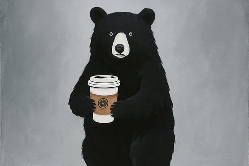 Zwarte beer met kartonnen koffiebeker