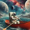 Astronaut rudert durch das kosmische Meer von Evelin