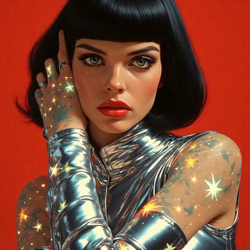 Une beauté à couper le souffle avec du glamour étoilé sur A.D. Digital ART