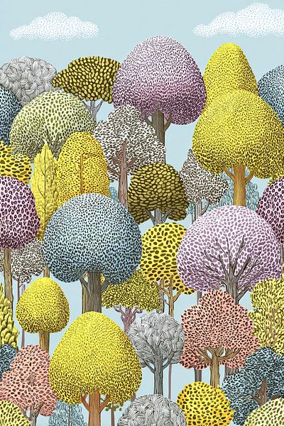 Farbe der Bäume | Buntes Blätterdach der fröhlichen Bäume von Blumen Studio