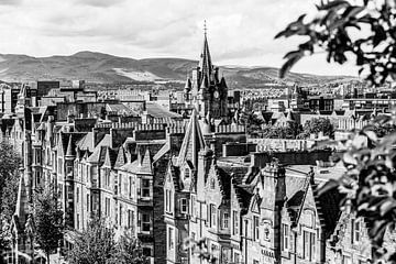 Edinburgh Oude Stad in Schotland - zwart-wit