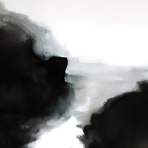 Moderne abstrakte Landschaft in Schwarz und Weiß