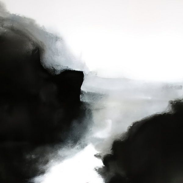 Modern abstract landscape in black and white by Studio Allee