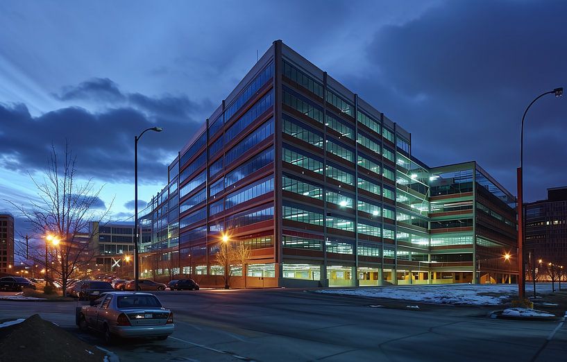 Op de parkeerplaats 's ochtends van fernlichtsicht