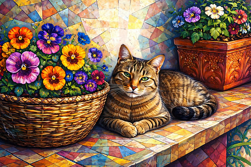 Kat en viooltjes