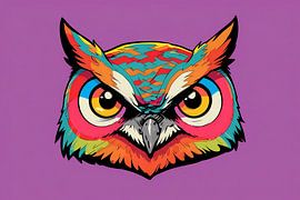 Colourful pop art owl portrait for modern interiors by Art & Soul Creations