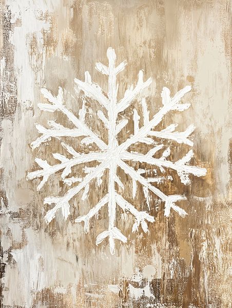 Beige and Gold Snow Artwork by Wonderful Art