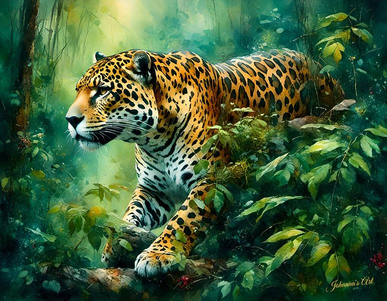 La faune et la flore en aquarelle - Jaguar 1 par Johannas Art Creations