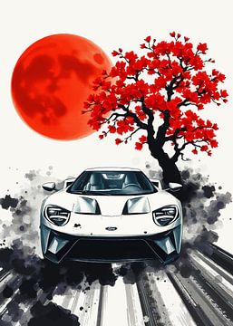 Ford GT Sumi-E Schilderij van MIROKKU
