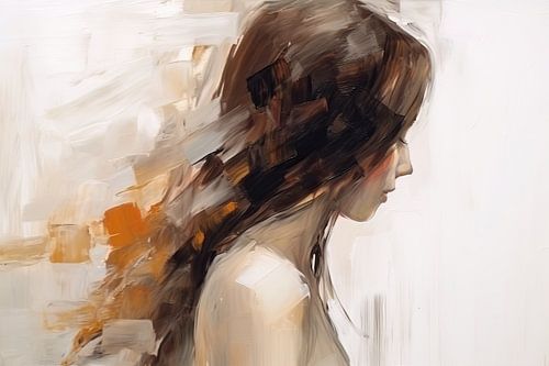 Een Schilderij van Gracieus Vrouwelijk Silhouet - Schilderij Vrouw