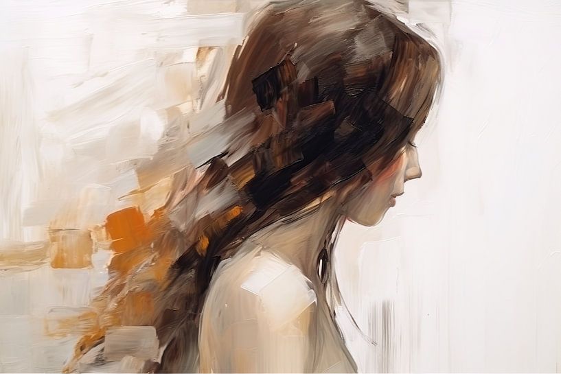 Een Schilderij van Gracieus Vrouwelijk Silhouet - Schilderij Vrouw van De Mooiste Kunst
