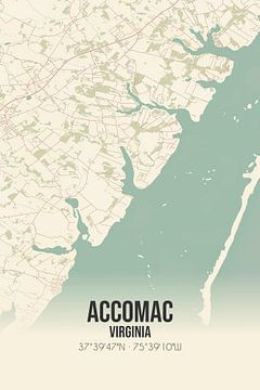 Vintage landkaart van Accomac (Virginia), USA. van MijnStadsPoster