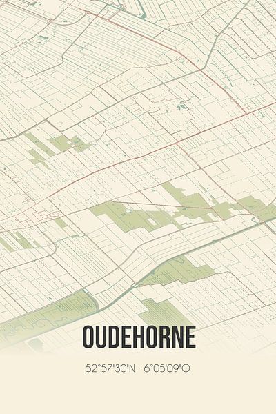 Carte ancienne d'Oudehorne (Fryslan) par Affiches de lieux