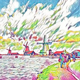 Moulins à vent colorés sur Erik Reijnders
