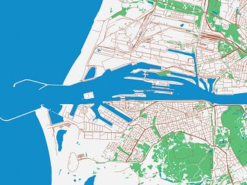 Kaart van IJmuiden in de stijl Urban Ivory van Map Art Studio