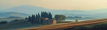 Ochtendzon in Toscane van fernlichtsicht