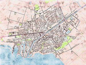 Karte von Hellevoetsluis im stil 'Soothing Spring'