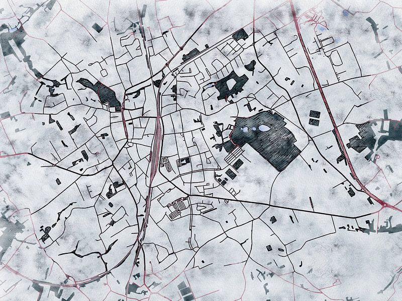 Map of Zottegem with the style 'White Winter' by Maporia