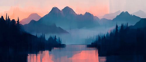 Mountain lake sunset