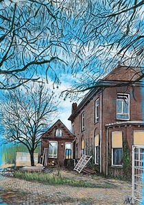 Giebel von Kutschenhaus und Pfarrhaus Severinuskerk Hapert (Nood-Brabant)