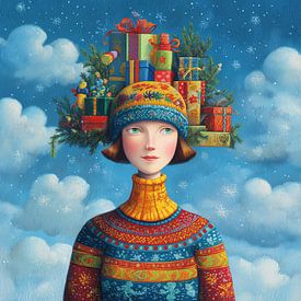 Fille de Noël | Chapeau plein de cadeaux sur La collection ARTEO