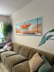 Verlaten Ijssalon in California - Betoverende foto in de stijl van Wes Anderson