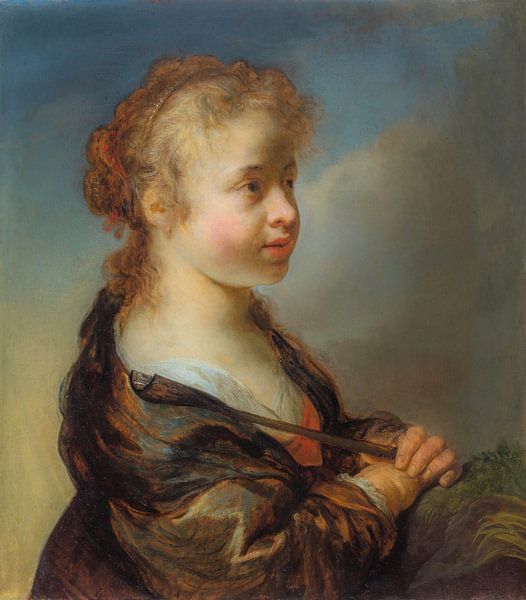 Porträt eines Mädchens als Schäferin, Govert Flinck von Meisterhafte Meister