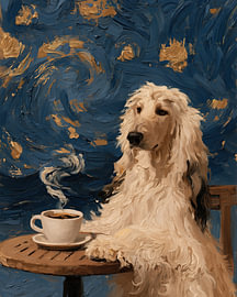 Afghanischer Windhund Morgenkaffee von Erika Kaisersot