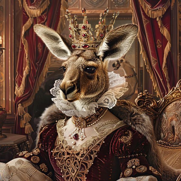 Kangourou en portrait animalier de style baroque par Poster Art Shop