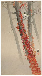 Ohara Koson - Herbst-Efeu und japanische Meisen (bearbeitet)