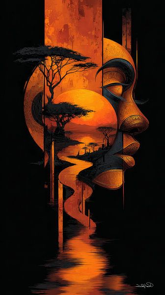 afrikaans-zwart-goud-oranje van Gelissen Artworks