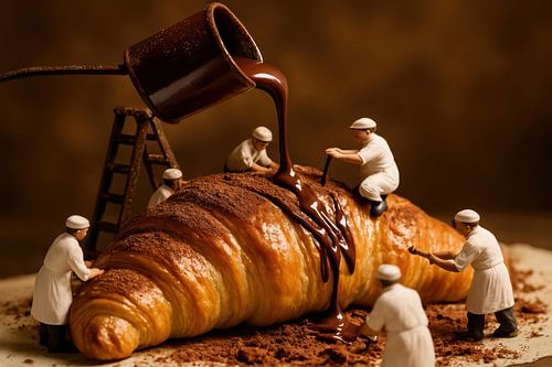 Bakkers met chocoladesaus