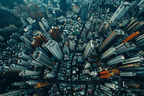 aerial photography over city and country