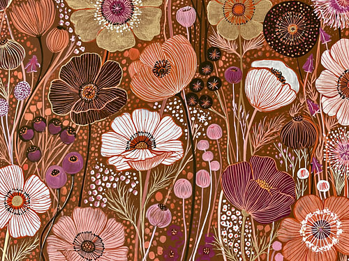 Fleurs rétro aux couleurs chaudes