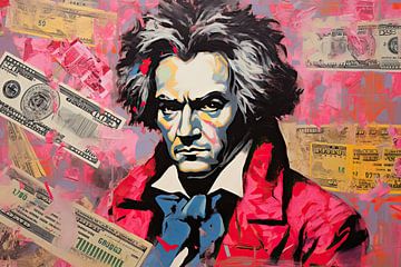 StreetArt portret Beethoven van Peter Balan