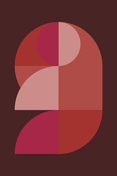 Abstrakte geometrische Kunst im Retrostil in rosa, terra, braun Nr. 1_8 von Dina Dankers