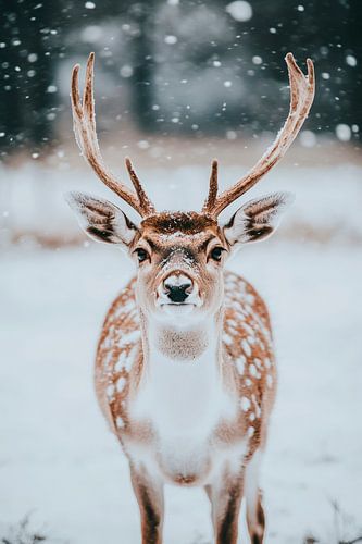 Herten in de sneeuw