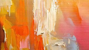 Abstrakte Malerei in Rosa, Senfgelb und Orange -1