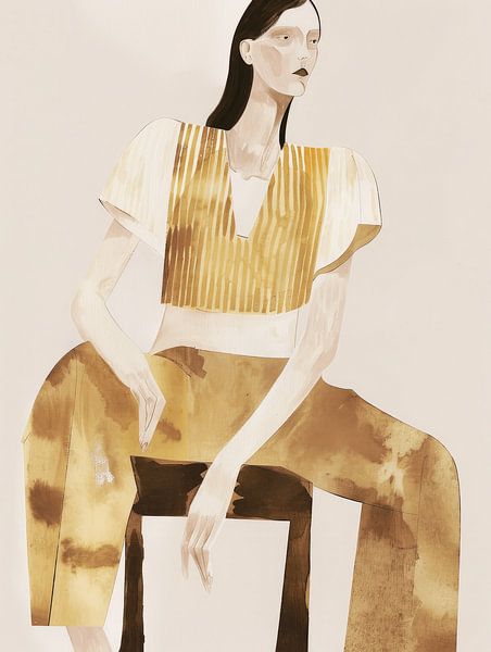 Moderne Illustration, figuratives Porträt von Carla Van Iersel