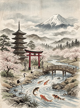 Japanese painting Mount